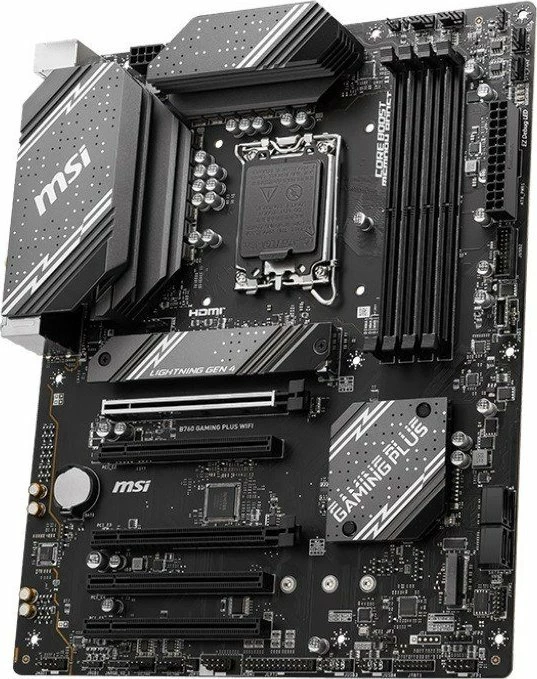 Pllakë amë MSI B760 GAMING PLUS WIFI ATX, DDR5, Wi‑Fi 6E, Bluetooth 5.2, 4x DIMM, set me 2 antena WiFi dhe kabllo SATA