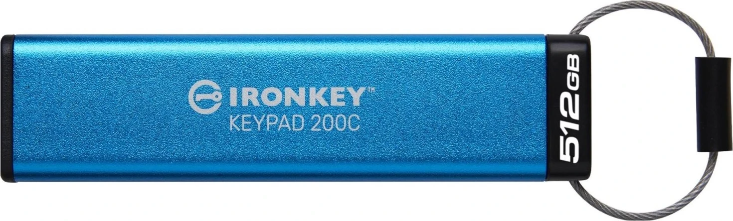USB Kingston IronKey Keypad 200, 512GB, me enkriptim AES, blu