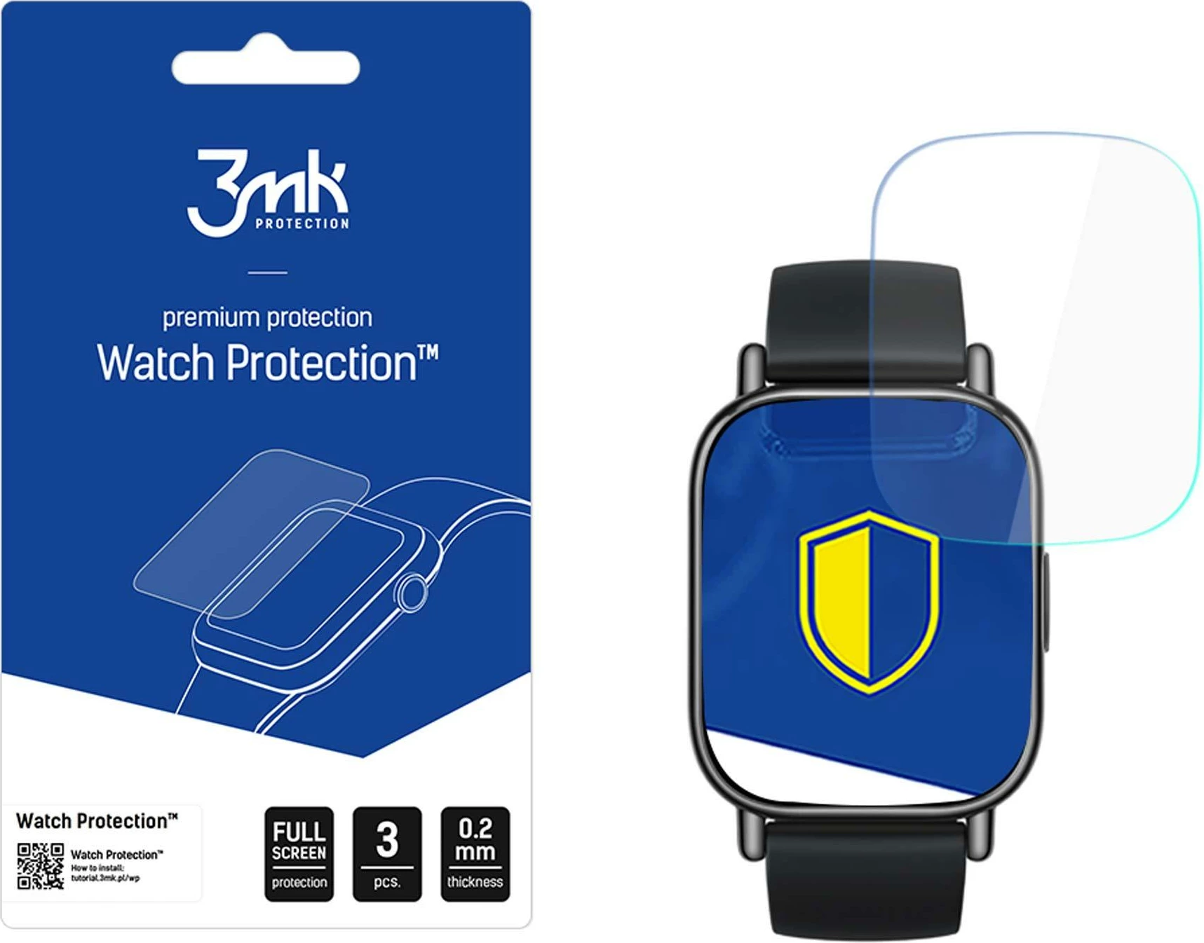 Mbrojtëse ekrani për orë të mençur 3mk Protection Hybrid Glass FlexibleGlass për Xiaomi Redmi Watch 5 Lite, set prej 3 copë