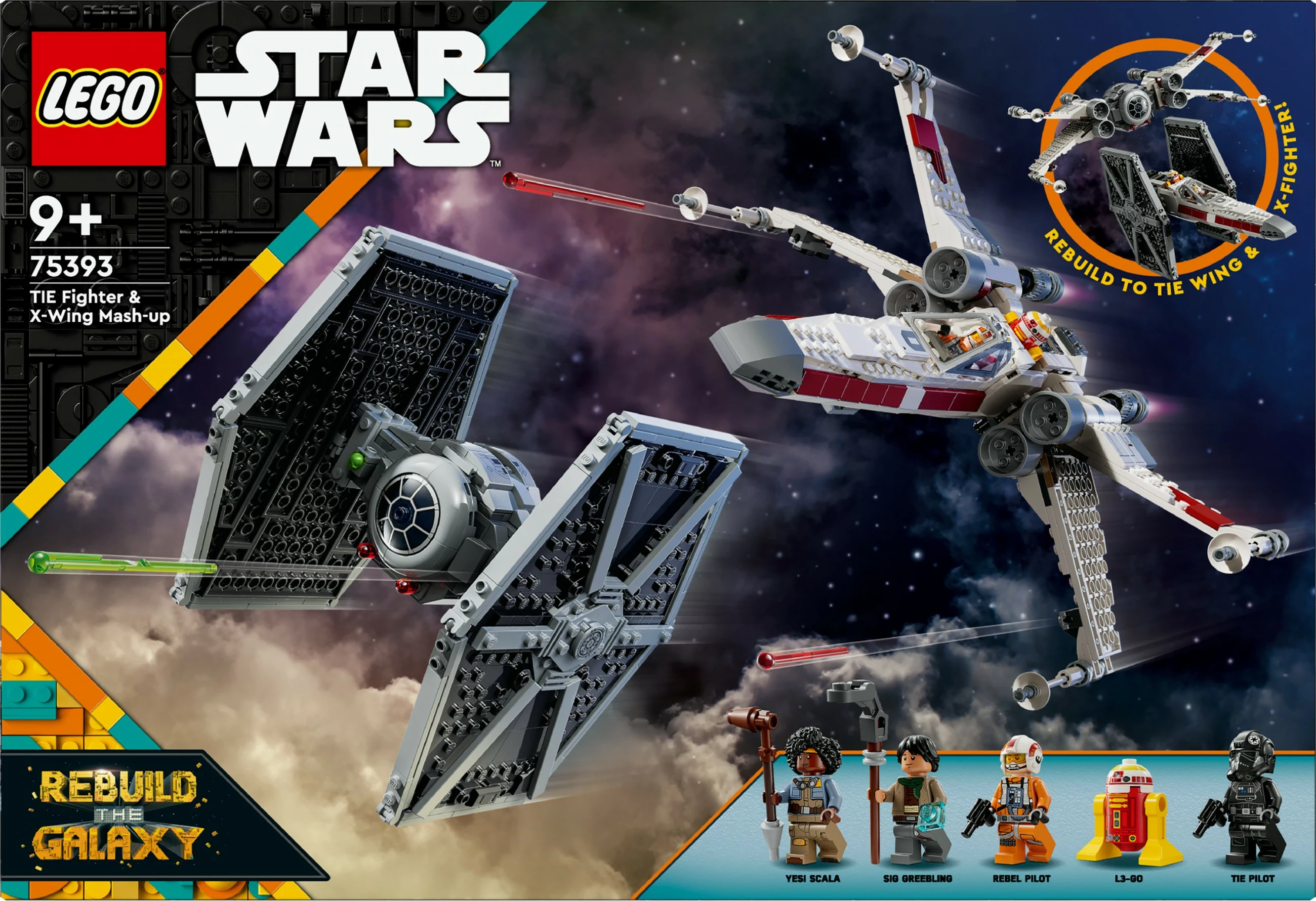 Set ndërtimi LEGO TIE Fighter & X-Wing Mash-up, 1063 copë, shumëngjyrësh