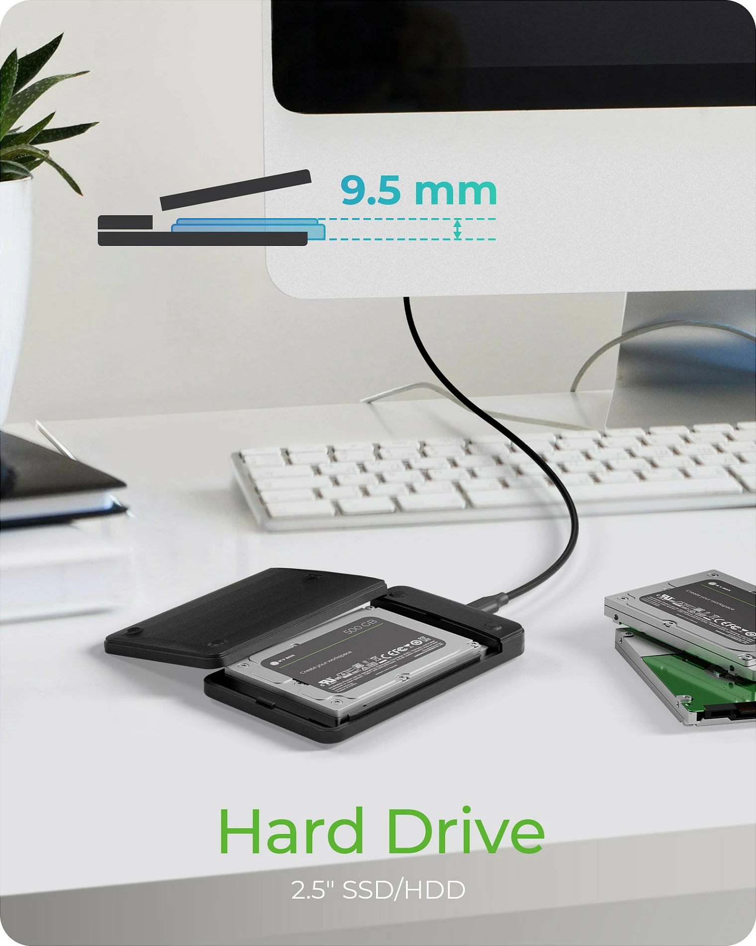 Kasë eksternale për HDD/SSD 2.5" ICY BOX IB-201T-CU31, SATA në USB-C, e zezë