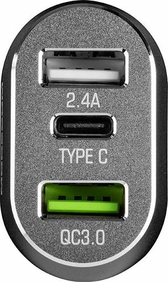 Karikues veture Modecom MC-CU2C1-07, 2x USB-A + 1x USB-C, 2.4A, Quick Charge 3.0, 12/24V, i bardhë