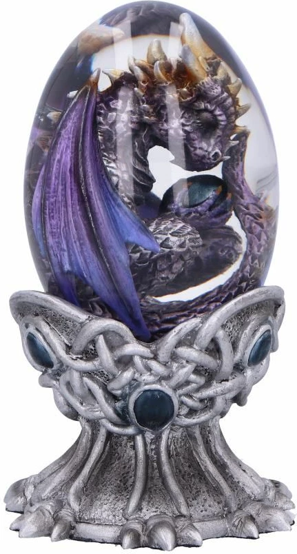Figurinë NEMESIS NOW Elemental Dragonlings Air, rezinë, e pikturuar me dorë, 12 cm, argjend/vjollcë, kuti dhurate