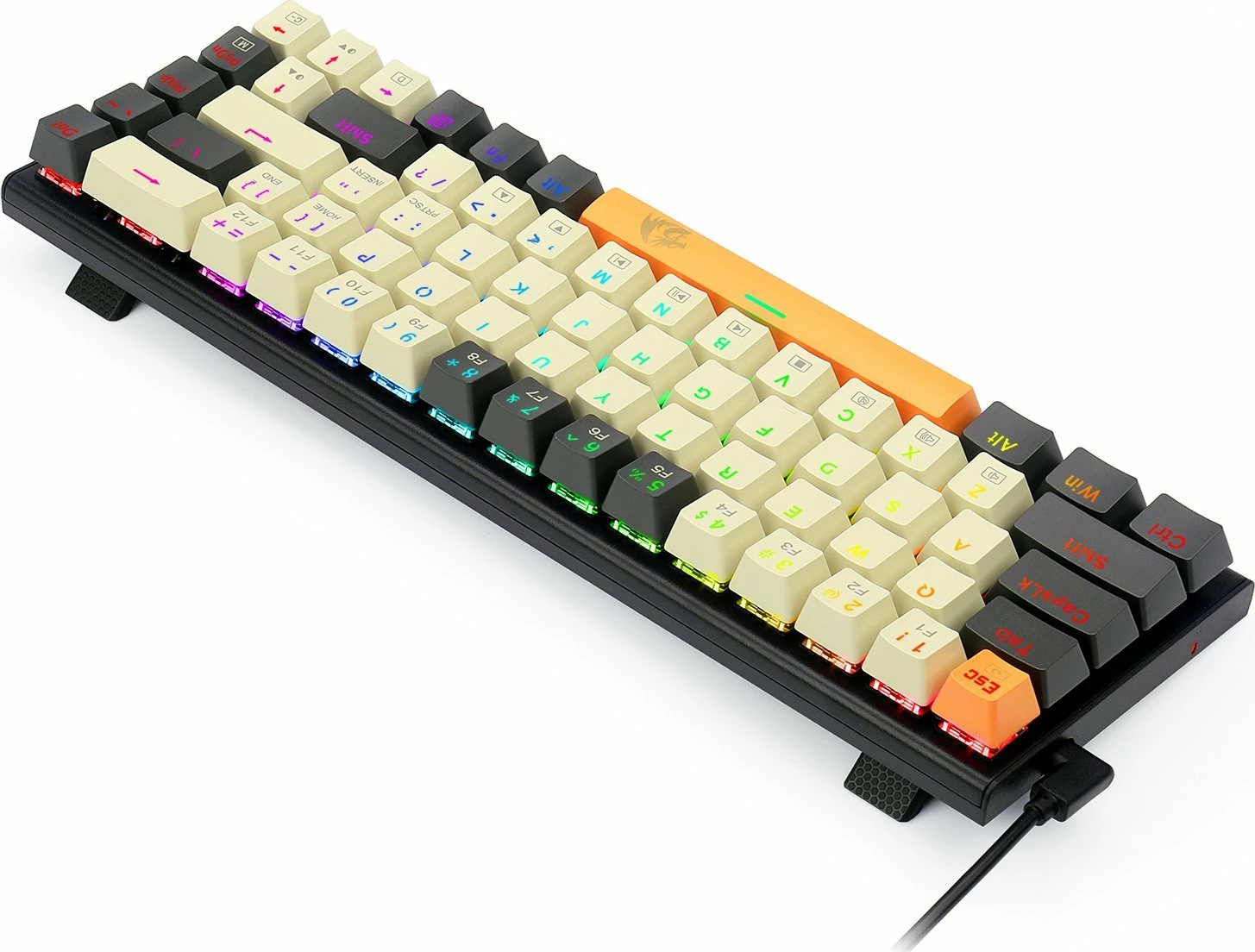 Tastierë mekanike gaming Redragon K633 Ryze K633CGO-RGB, 65%, Red Switch, RGB, USB-C, US layout, e zezë