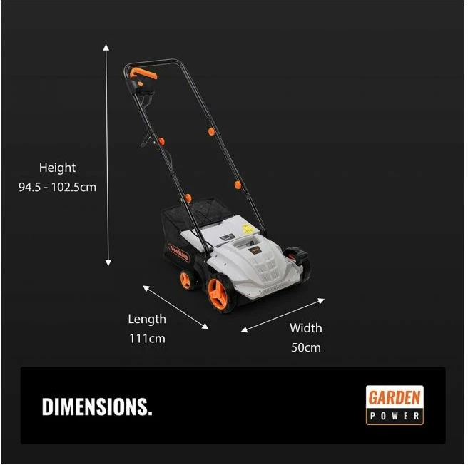 Skarifikues/Aerator elektrik për bar VONHAUS 2515109 1500W 320mm qese 28L, bardhë/zi/portokalli