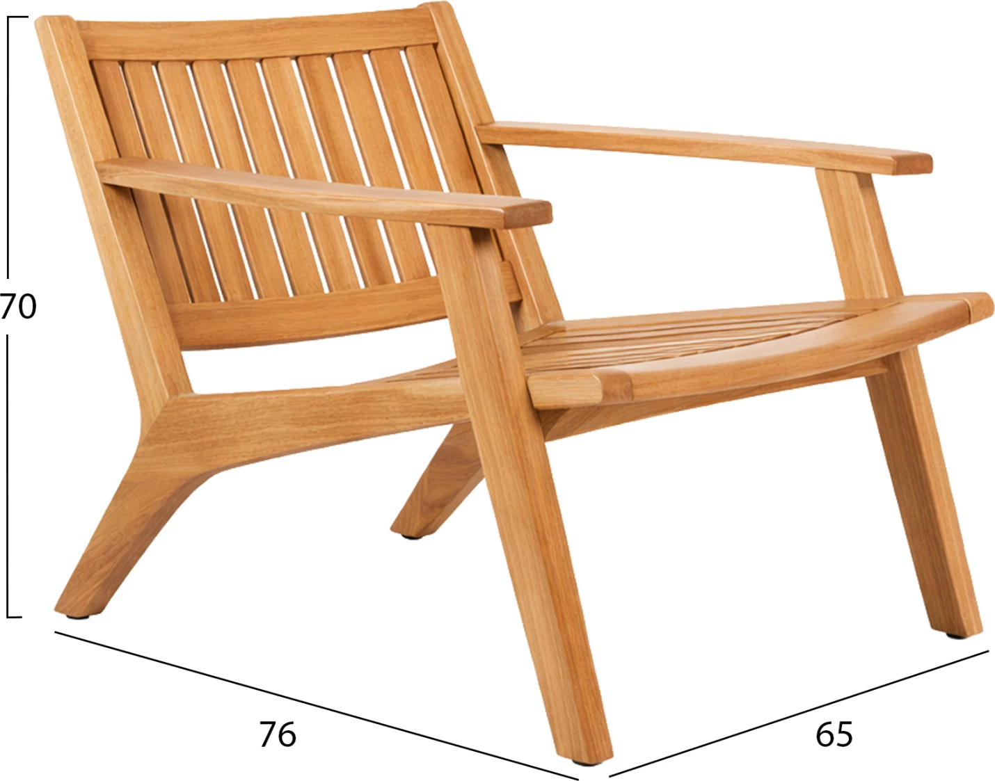 Karrige lounge ARANIA, dru tik natyral, 65x76x70cm