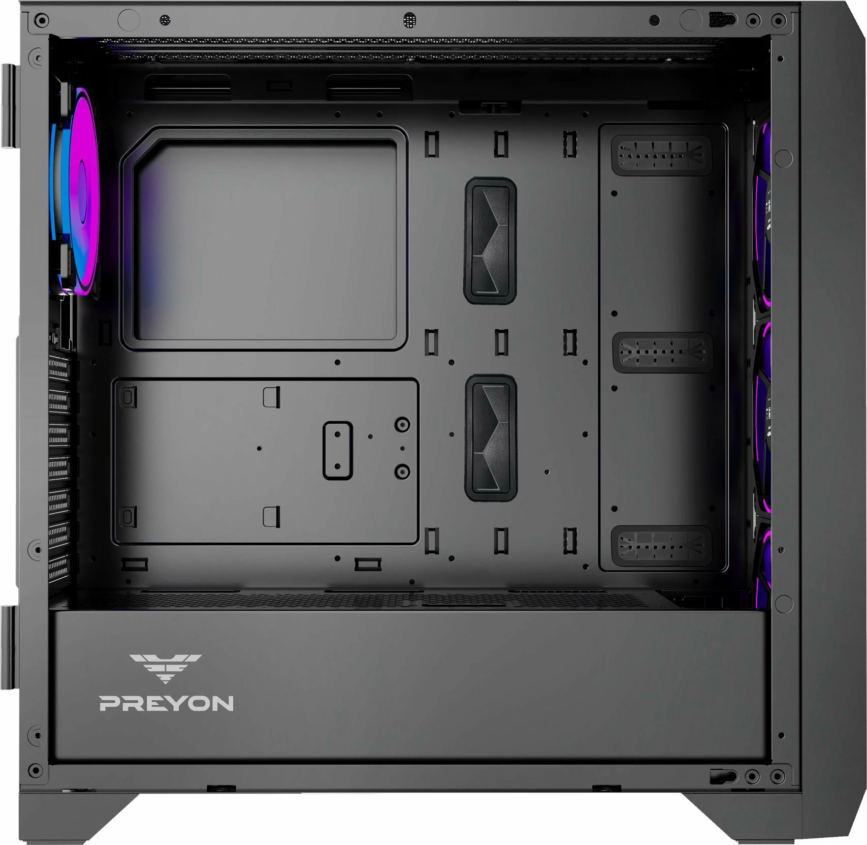 Kasë PREYON Nest Windy+ PRENWP04B, Midi Tower ATX, 4x120mm ARGB PWM, USB-C, e zezë