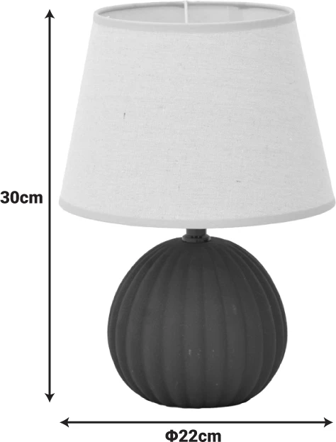 Llambë tavoline Melanie, qeramike e zezë, abazhur bezhë, D22x30cm