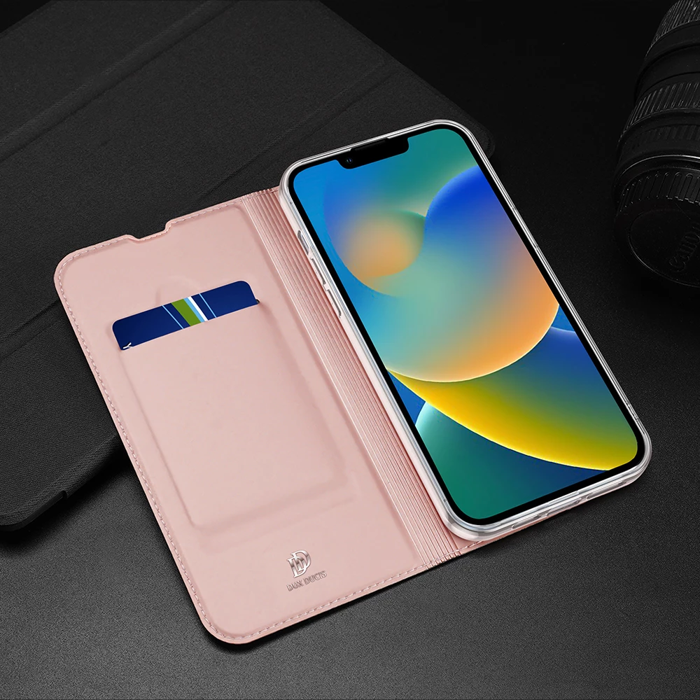 Mbështjellës Dux Ducis Skin Pro për iPhone 14 Plus, eko lëkurë, e zezë