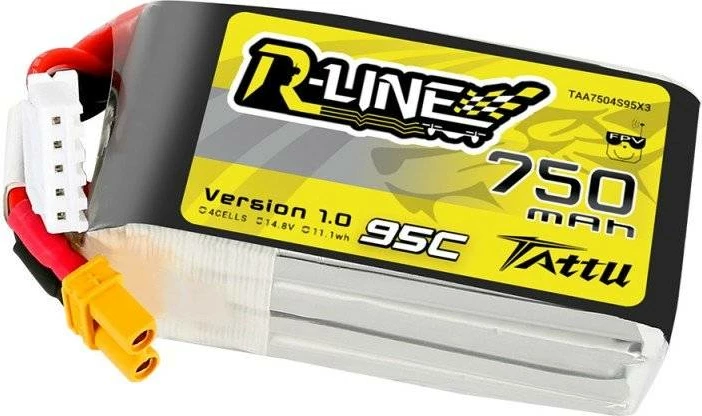 Bateri LiPo Tattu R-Line 750mAh 14.8V 95C 4S1P XT30