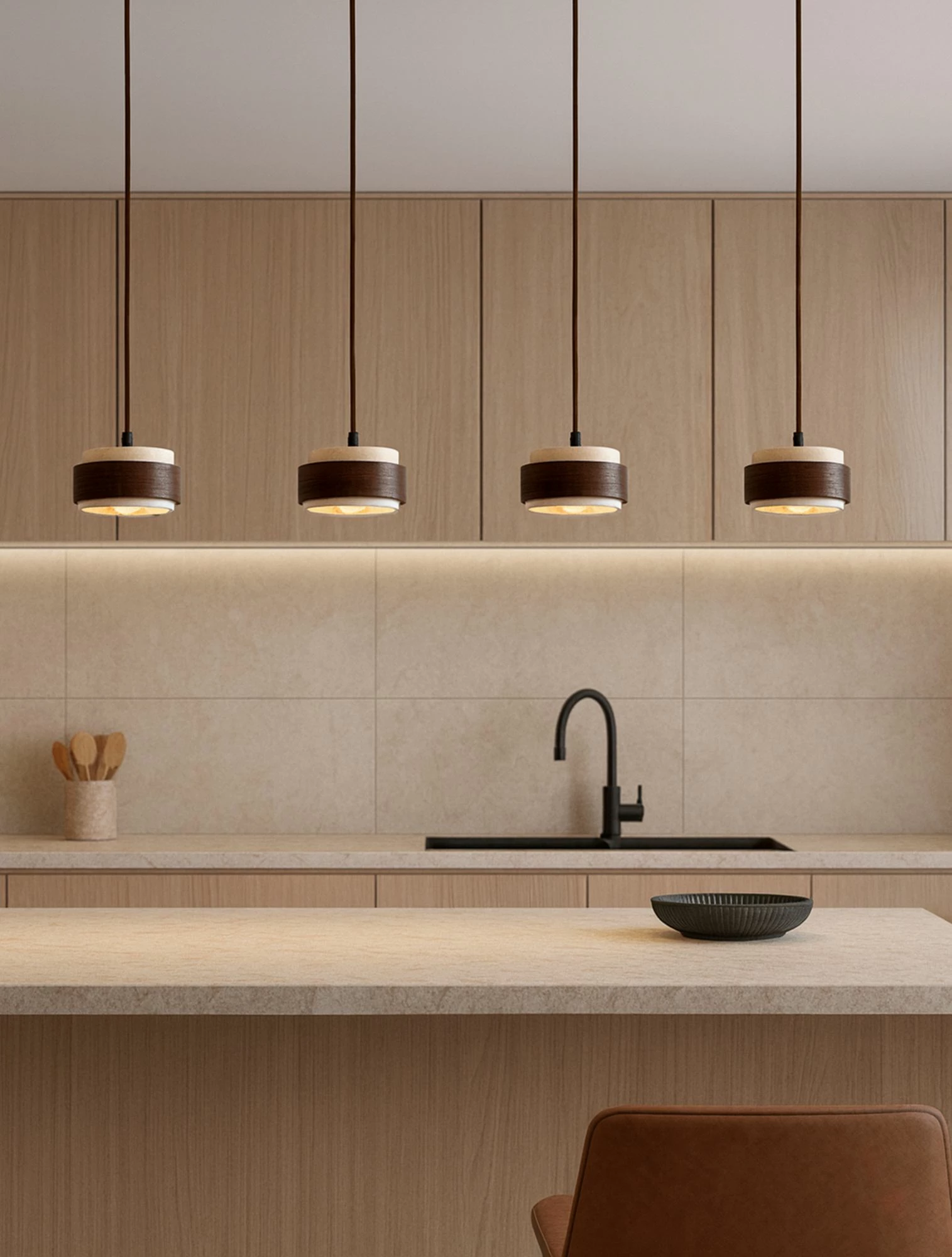 Llambë tavani Opviq Lover D, dru arre, bezhë