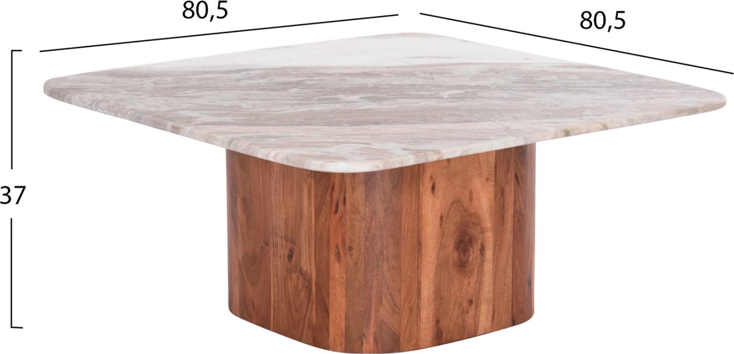 Set 2 tavolina kafeje katrore, mermer gri, dru akacie, FH21079