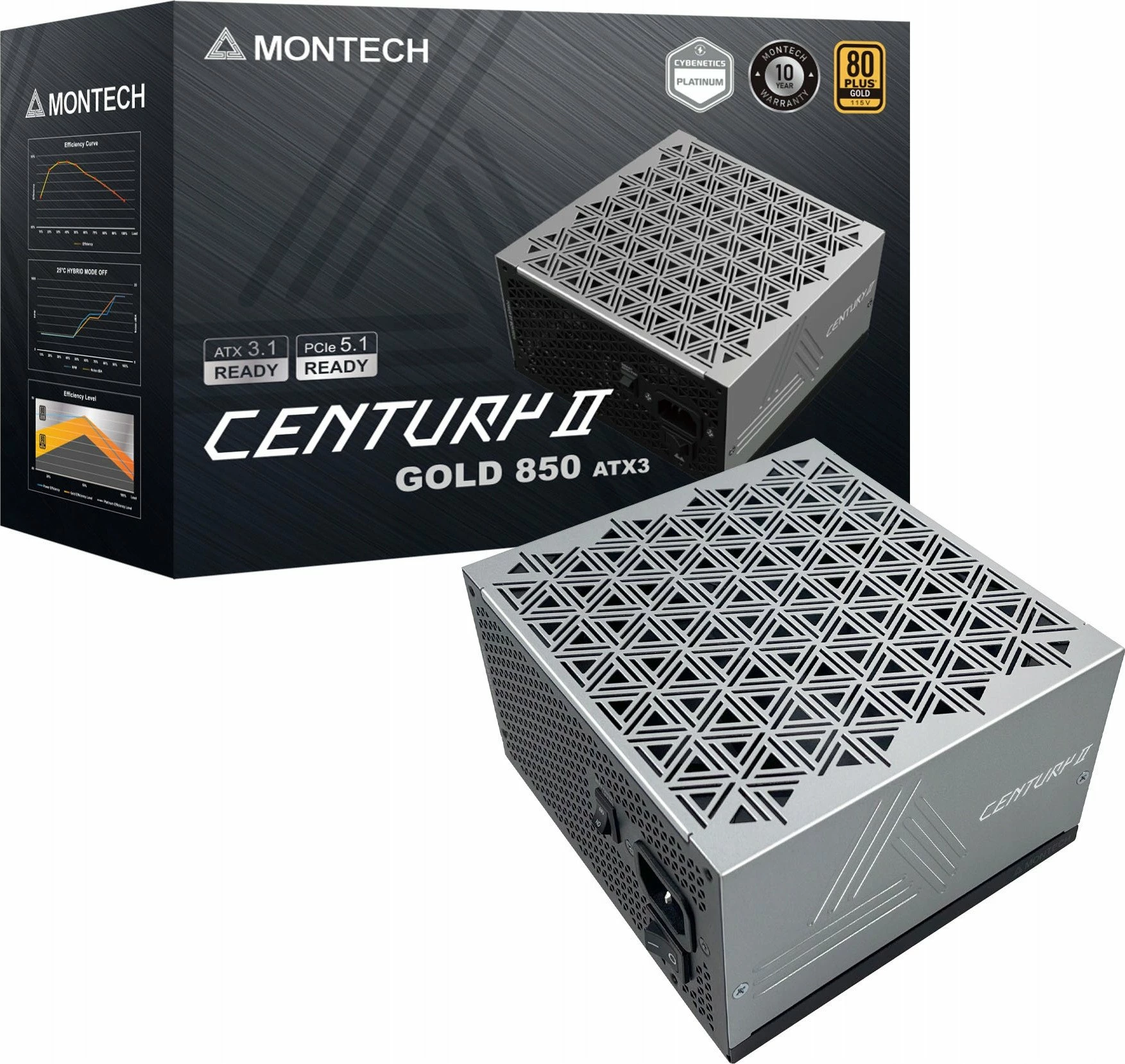 Furnizues rryme Montech Century II Gold 850W ATX 3.1, modular i plotë