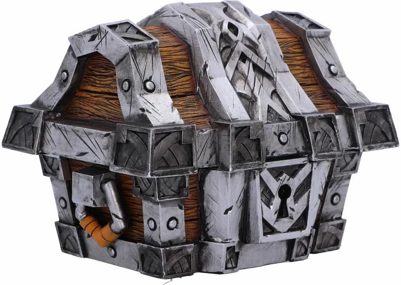 Kuti dekorative thesar NEMESIS NOW Silverbound Treasure Chest (World of Warcraft), rezinë e pikturuar me dorë, argjend/kafe