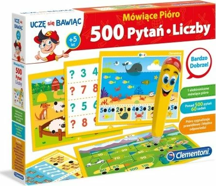 Set lodër edukative Clementoni Talking Pen 500 Questions Numbers, 500 pyetje për numra, stilolaps interaktiv me zë, për 3+ vjet, e verdhë