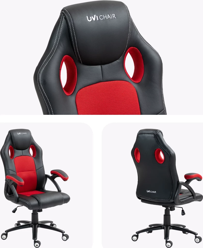 Karrige gaming/zyre UVI Hero UVI7001, mekanizëm butterfly, lartësi e rregullueshme, kuqe/zezë