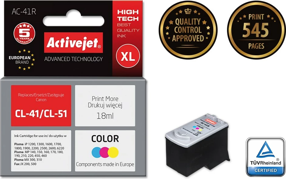 Ngjyrë zëvendësuese Activejet AC-41R për printer Canon, 18ml, shumëngjyrëshe