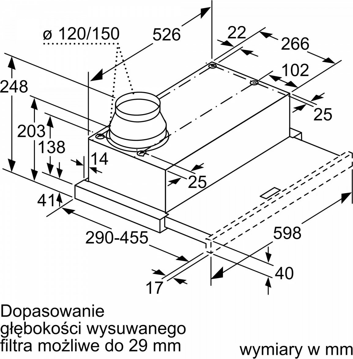 Aspirator kuzhine Bosch DFM064W54, teleskopik, argjend metalik