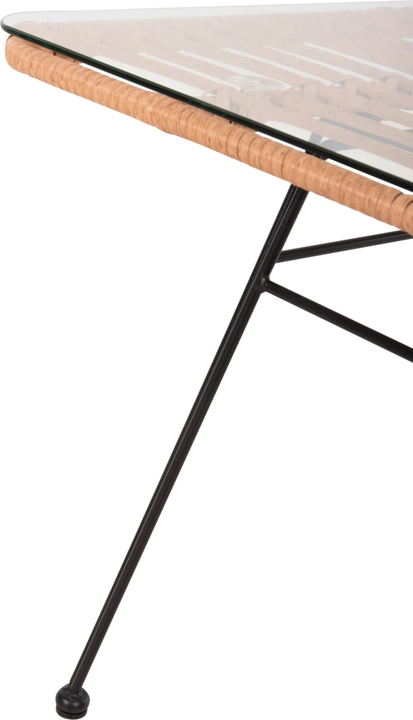 Tavolinë kafeje për jashtë ALLEGRA FH6076 metal i zi - rattan bezhë 95x55x51.5H cm