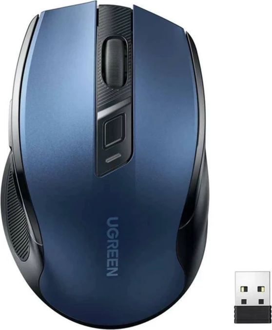 Maus wireless UGREEN MU006, Bluetooth 5.0 + 2.4 GHz me USB receiver, 800-4000 DPI, 5 butona, blu