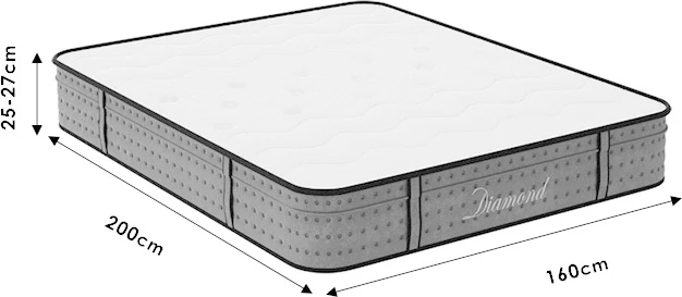 Dyshek Diamond 3 zona me susta xhepi + shkumë memorie xhel 25-27cm 160x200cm