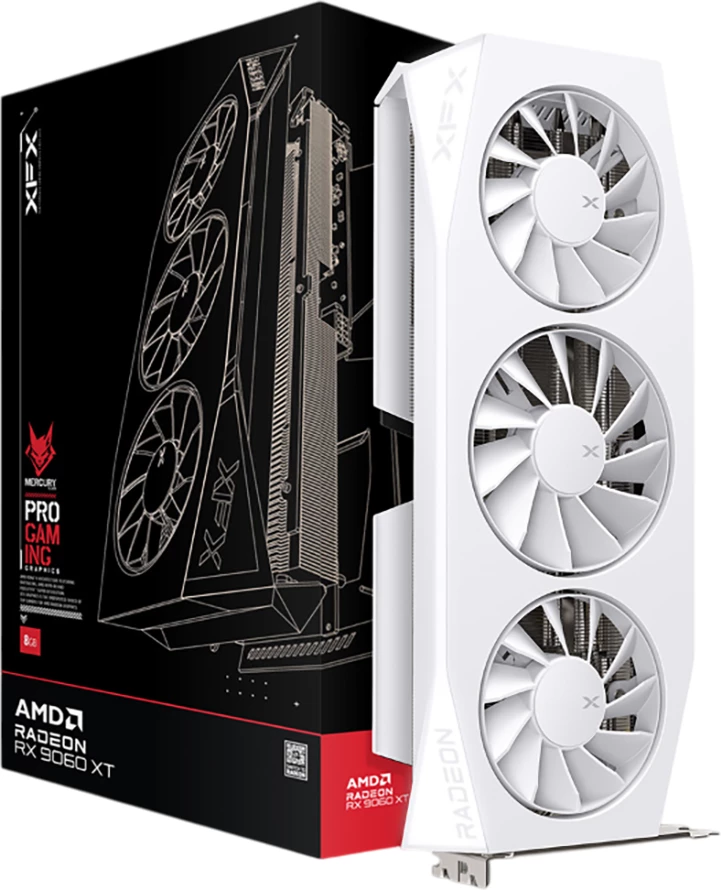 Kartë grafike XFX Mercury AMD Radeon RX 9060XT OC 16GB GDDR6, HDMI + 2xDP, White