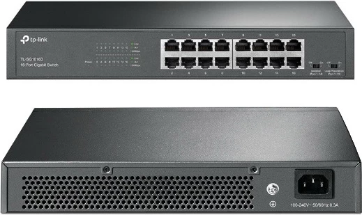 Switch TP-LINK TL-SG1016D V12, 16-port Gigabit 10/100/1000, desktop/rack, zi