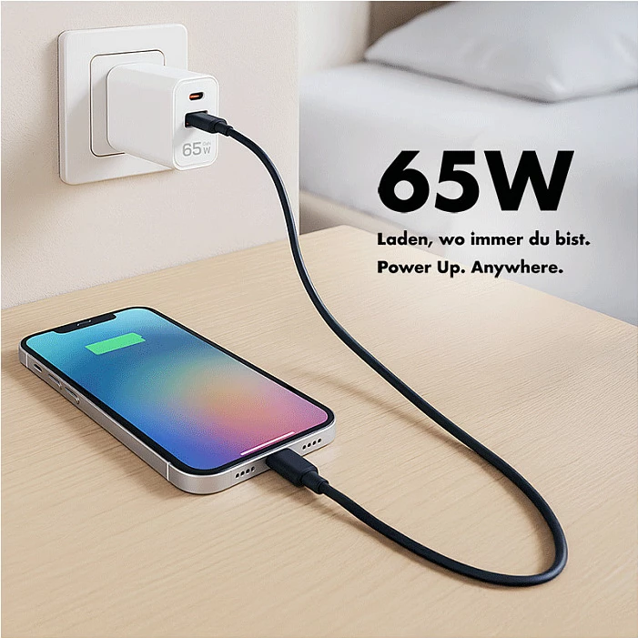 Karikues LogiLink 65W GaN, USB-A QC + USB-C PD, i bardhë