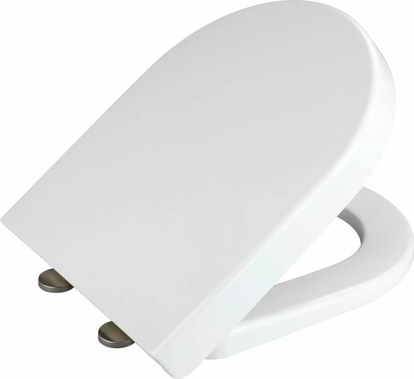 Kapak WC WENKO Exclusive No.2 Easy Close, universal, Soft-Close, 46x38 cm, plastik, mentesha inox, bardhë