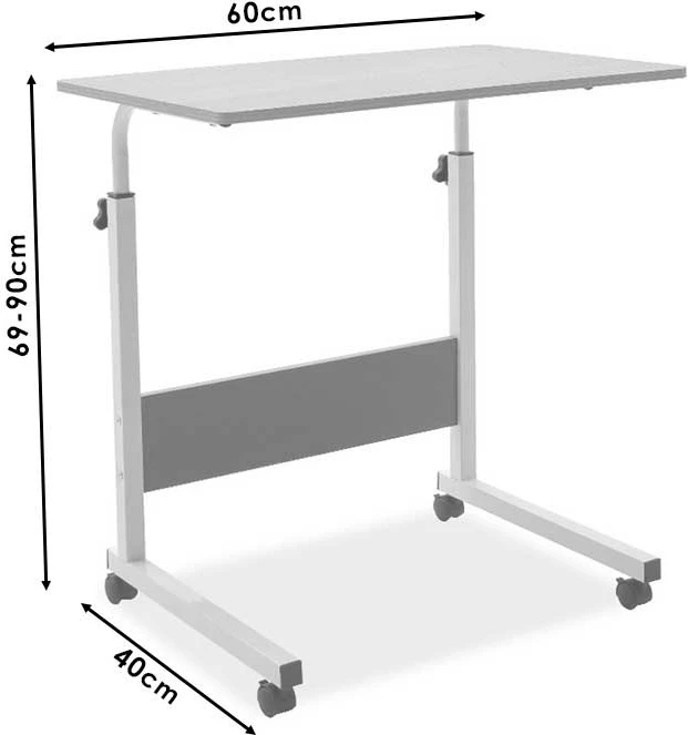 Tavolinë metalike për kompjuter, ngjyrë arre, Piper, 60x40x69-90cm