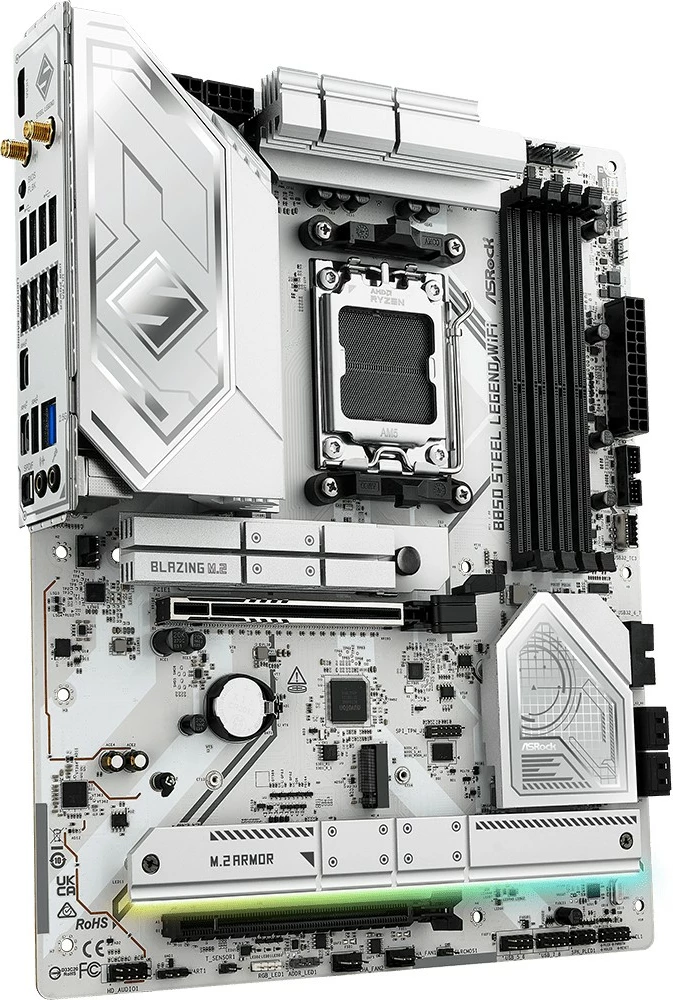 Pllakë amë ASRock B850 Steel Legend WiFi, Socket AM5, ATX, 4x DDR5, e bardhë