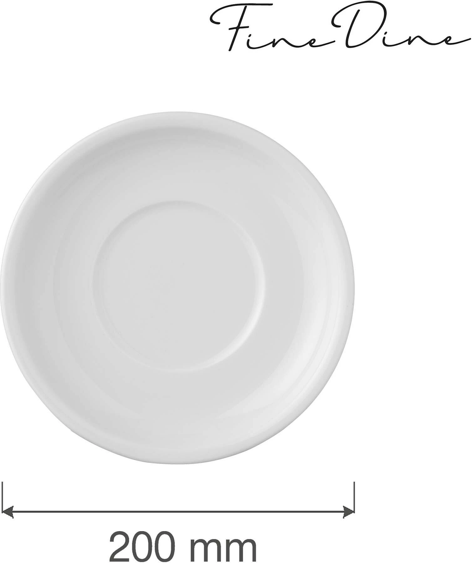 Pjatë nënfilxhani Fine Dine Bianco Ø200 mm, porcelan, e bardhë, set 6 copë