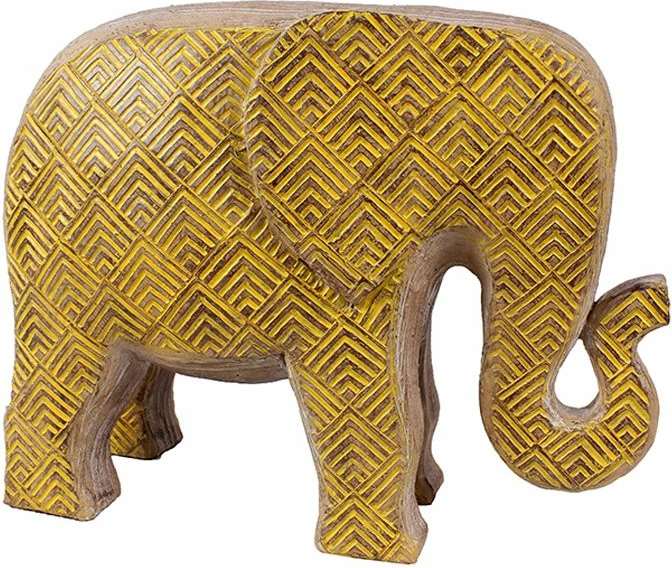 Dekor elefant AFRICANA 2, polirezine, ngjyrë e verdhë, 29x13x22cm