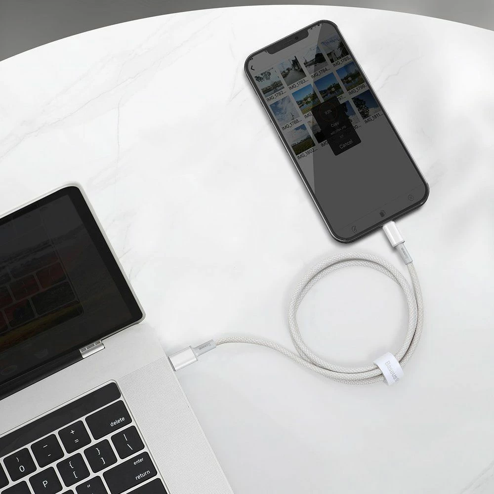Kabllo USB-C në Lightning Baseus 6953156231955, 2 m, Power Delivery 20W, e bardhë, 1 copë