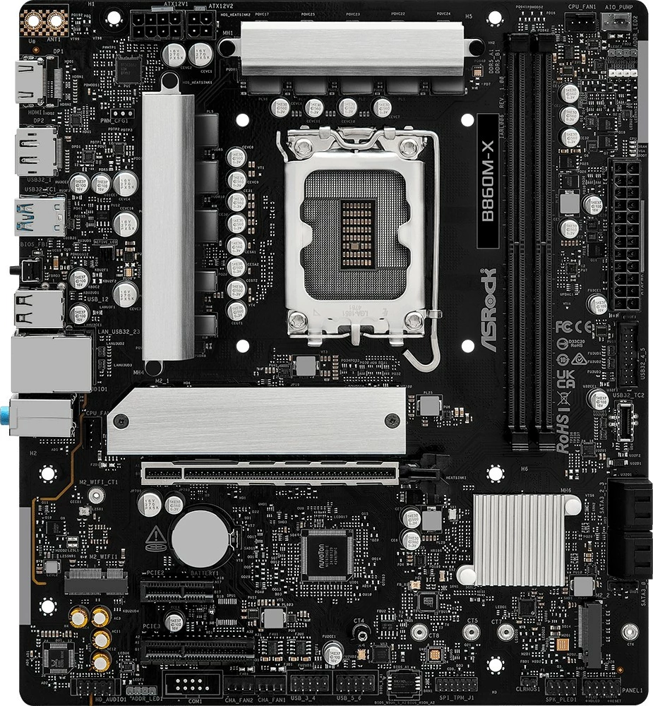 Pllakë amë ASRock B860M-X, micro ATX, LGA1851, DDR5, E zezë