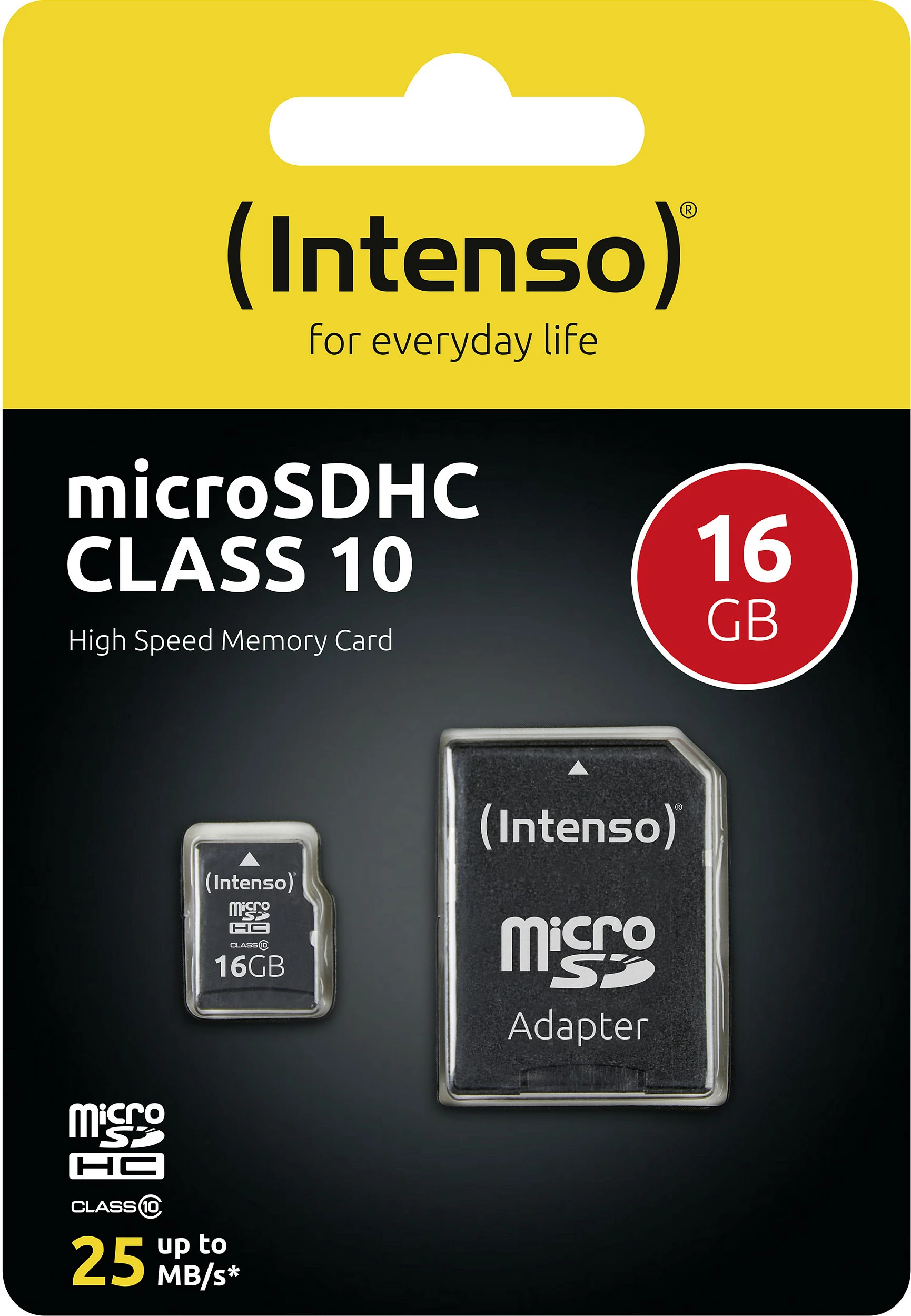 Kartelë memorje Intenso microSDHC 16GB, Class 10, 20MB/s, me adapter SD, e zezë