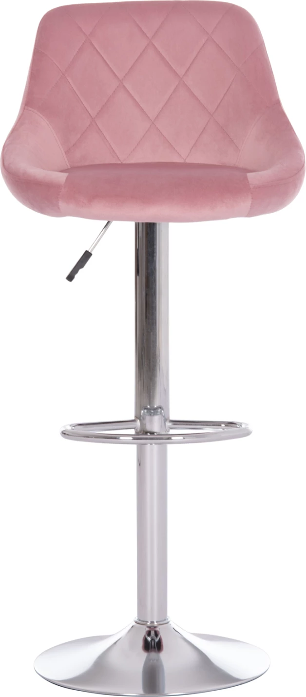 Karrige për bar ROSE, kadife rozë e zbehtë, bazë e kromuar, set prej 2 copë, 48x45x105cm