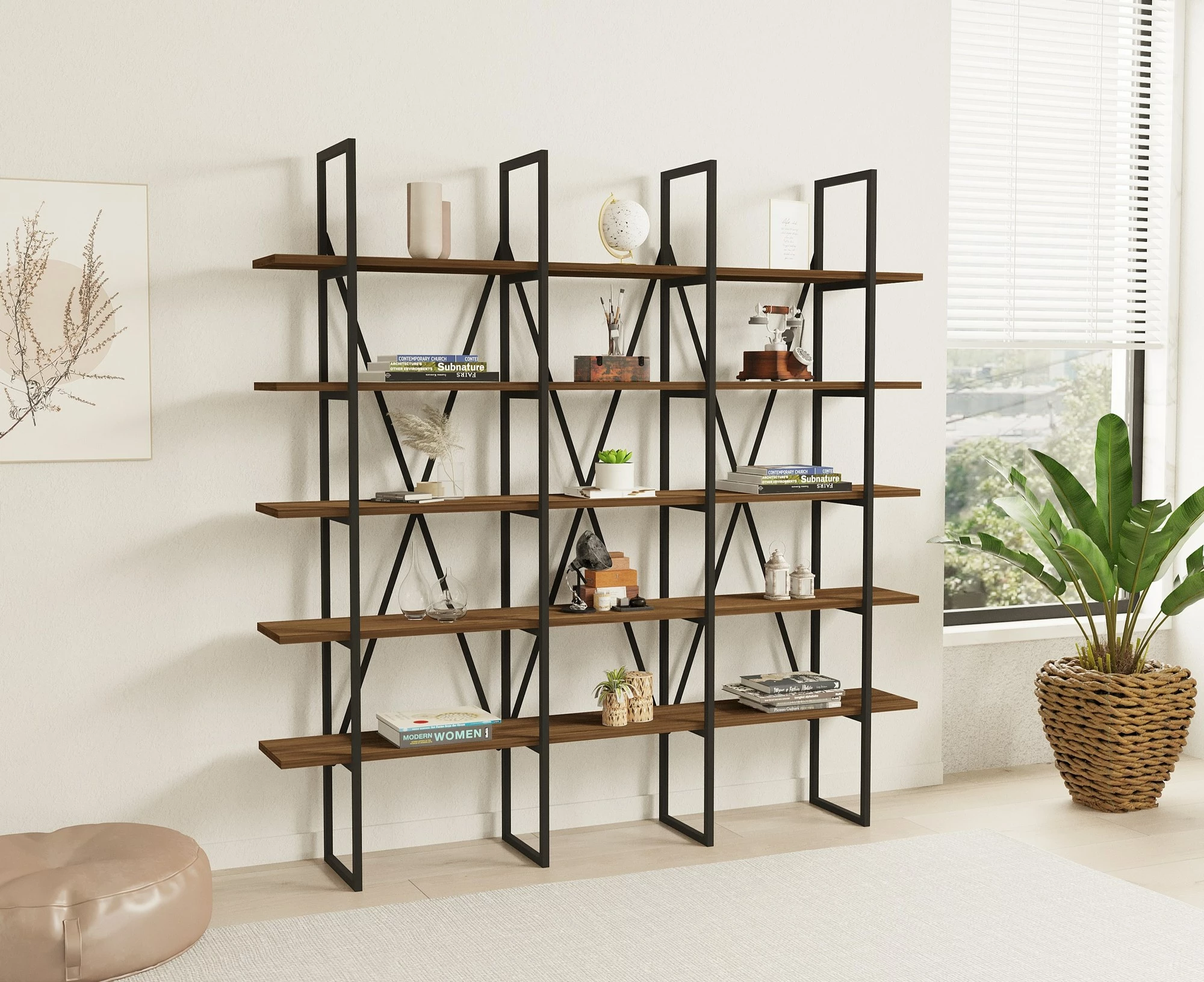 Raft librash Hanah Home, Beylerbeyi, ngjyrë arre, i zi