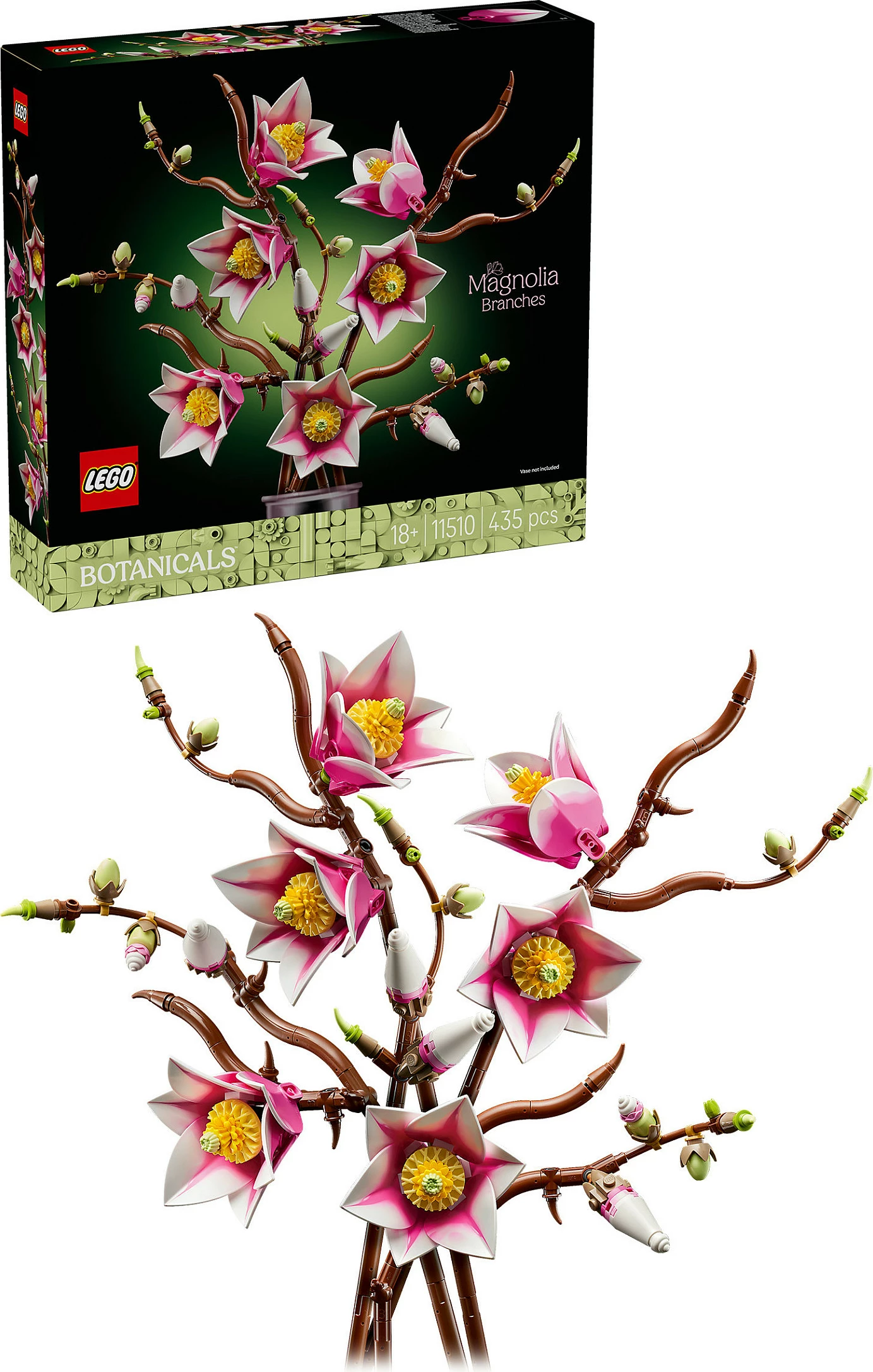 Set ndërtimi LEGO Botanicals Magnolia Branches 11510, 435 copë, 18+, shumëngjyrësh