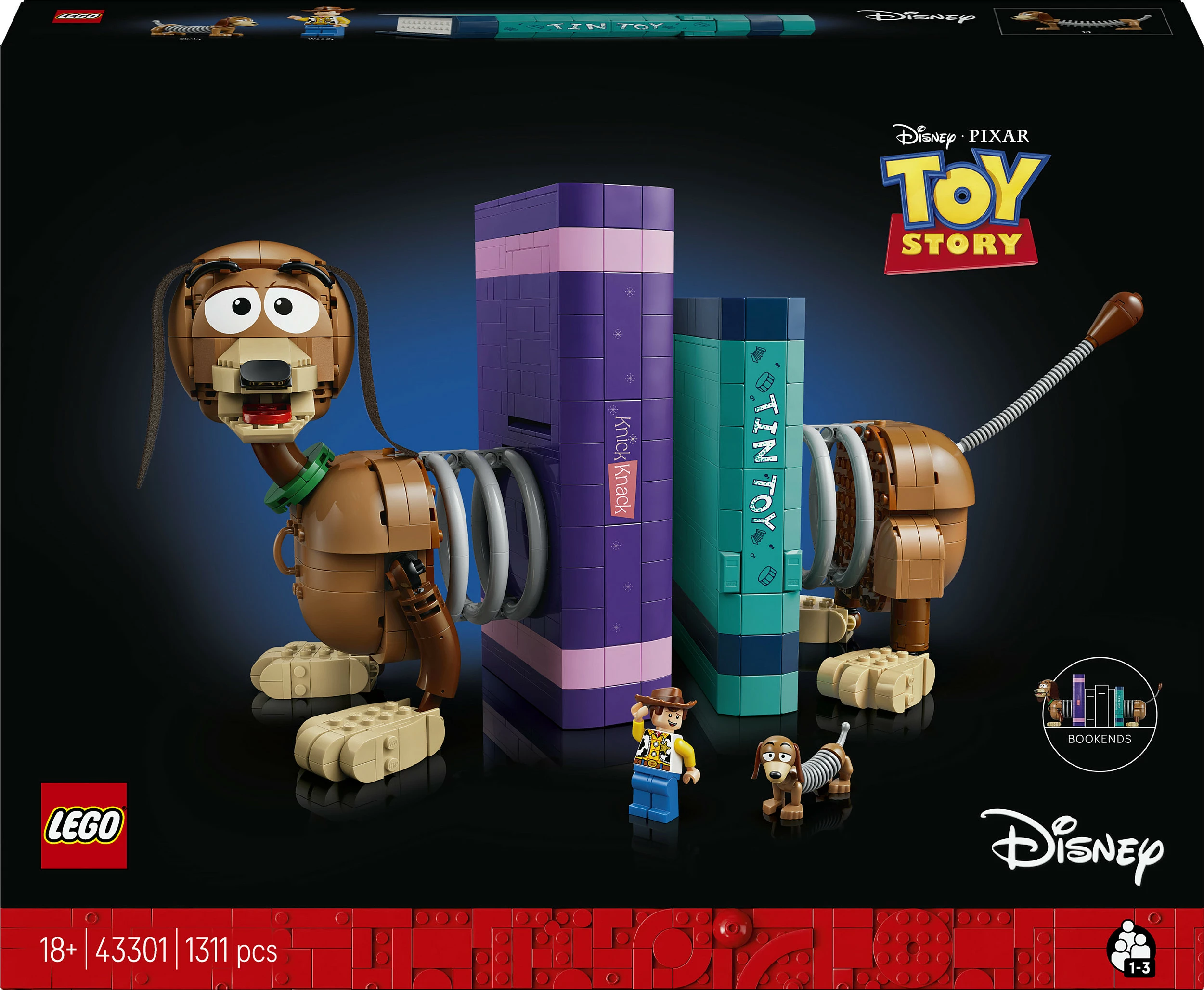 Set ndërtimi LEGO Disney Pixar Toy Story 43301 Slinky Dog Bookends, 1311 pjesë, 18+, shumëngjyrësh