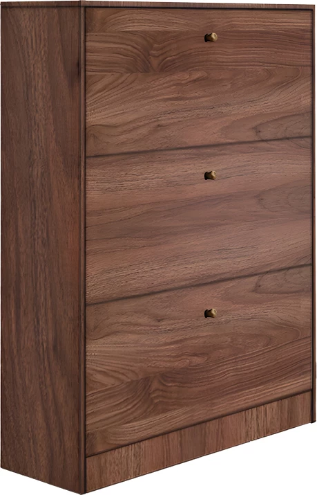 Dollap këpucësh me 3 rafte, ngjyrë arre, 80x24x112cm