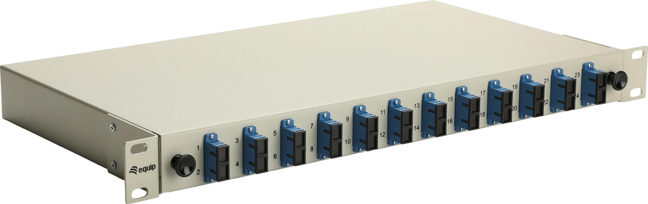 Panel fibër optike EQUIP 337301, 12-port SC Duplex, OS2, 1U Rack, Gri