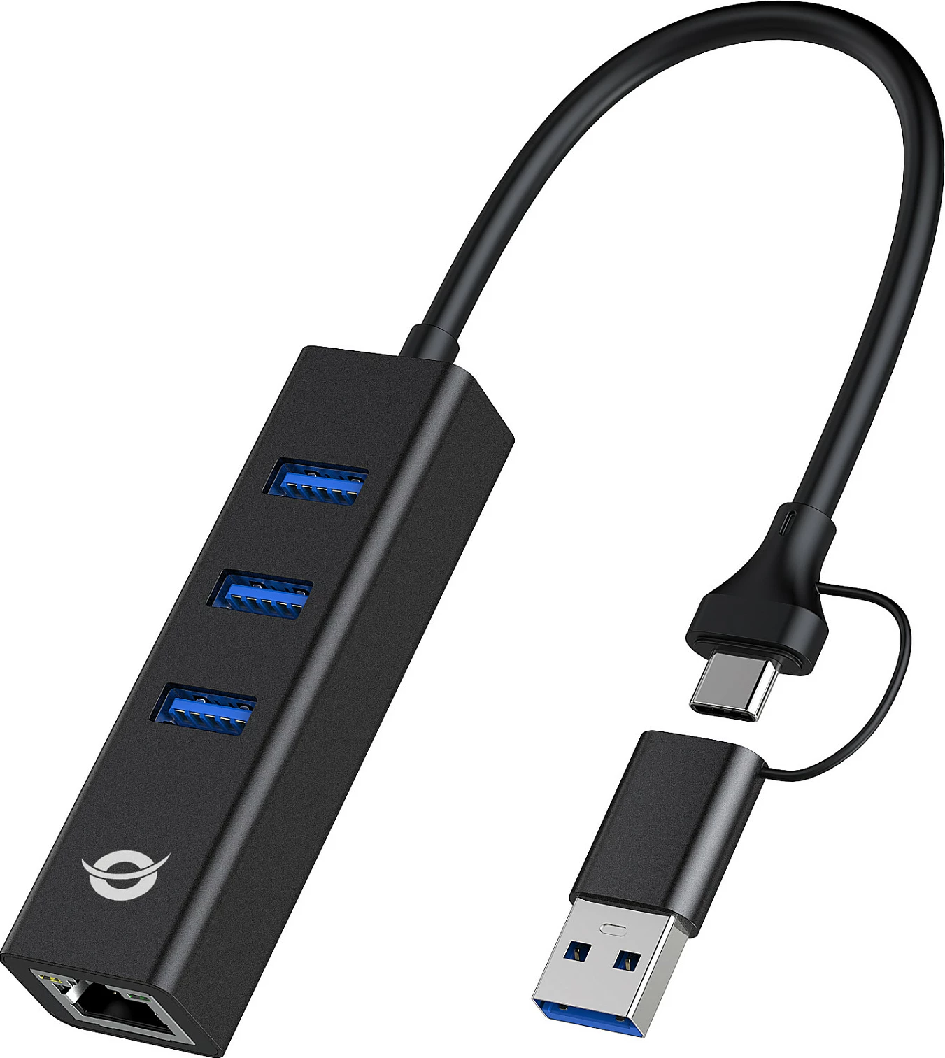 Adapter rrjeti USB Conceptronic DONN07BA, Gigabit Ethernet + USB Hub 3x USB-A, USB-C/USB-A, i zi