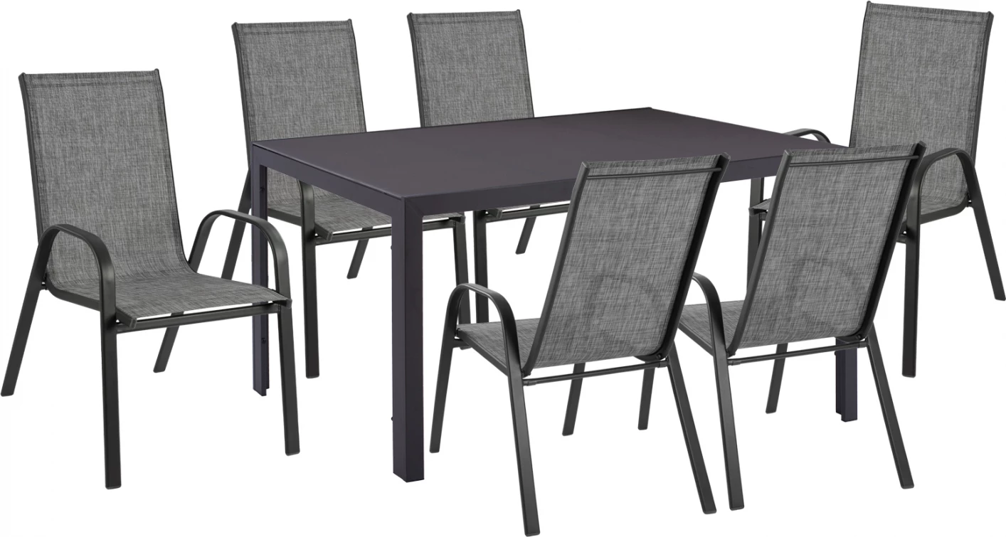 Set kopshti tavolinë & karrige LEON FH11520.01, 7 pjesë, hiri
