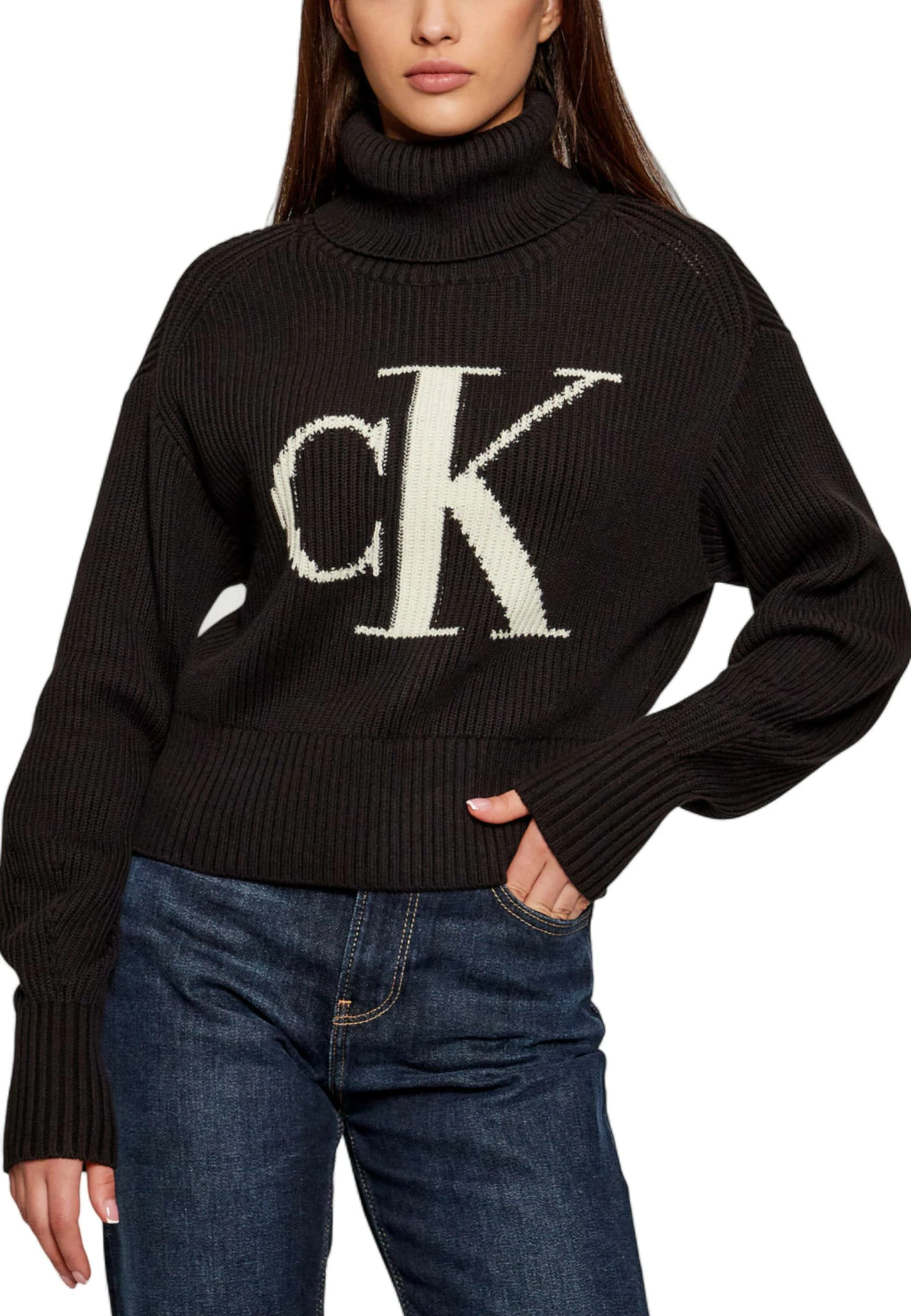 Xhemper për femra Calvin Klein Jeans Contra LV047D349G, i zi