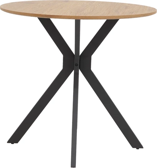 Tavolinë Xuson, MDF natyral, këmbë metalike të zeza, D80x75cm