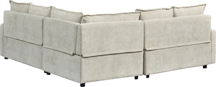 Kënd-sofë krevate Lounivo, material stofë bezhë, 215x215x84cm