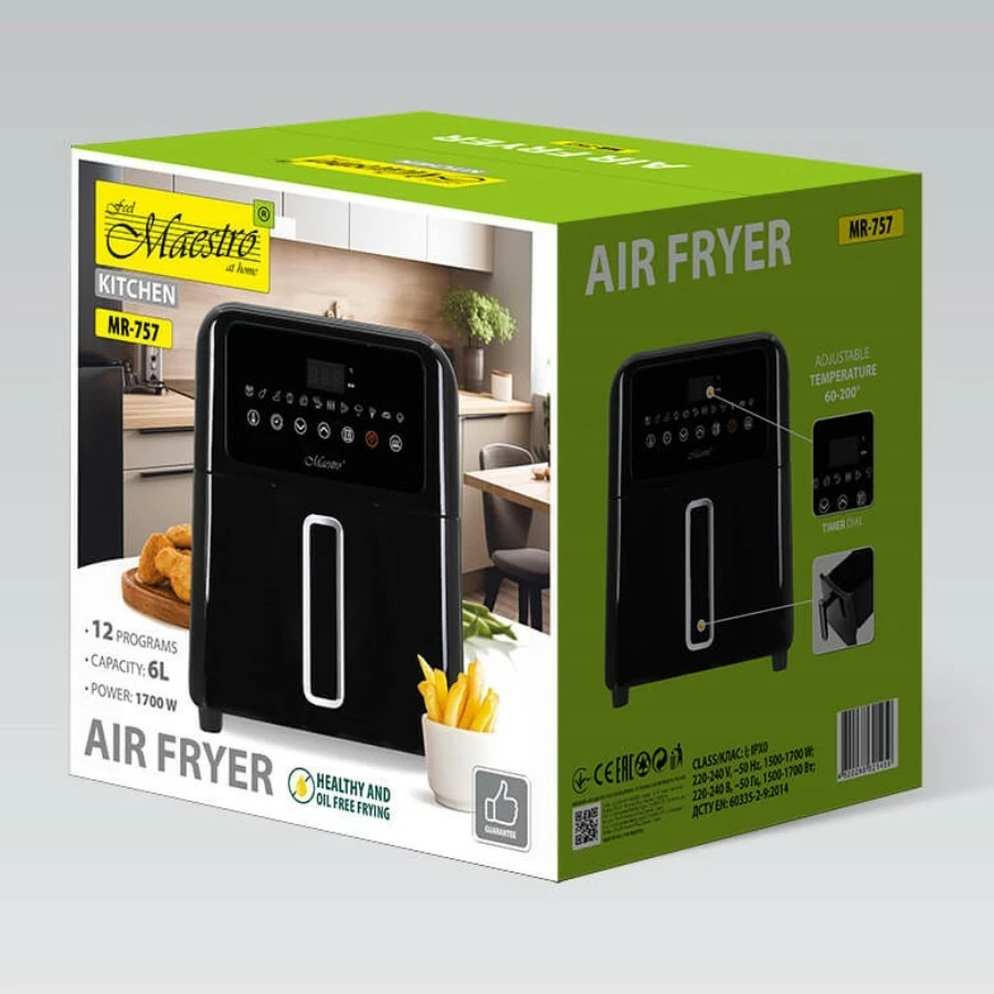 Fritezë pa vaj Feel-Maestro MR-757, 6L, 1700W, E zezë