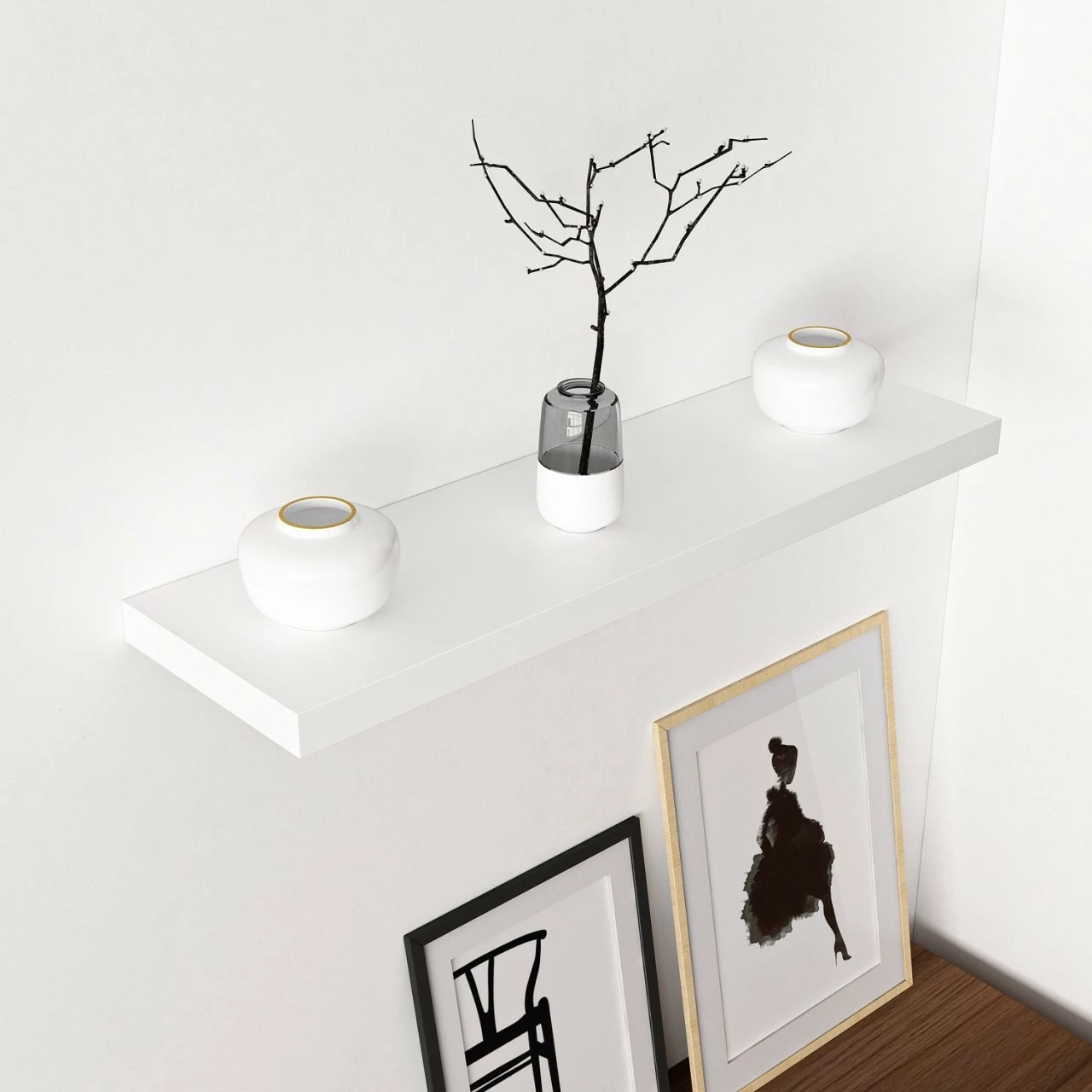 Raft muri Skye Decor, i bardhë, 80 cm