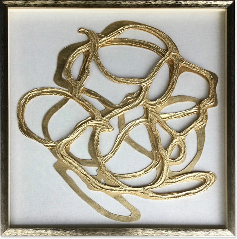 Pikturë dekorative Wild Soul, MDF, xham, ngjyrë ari dhe e bardhë, 80x80x4cm